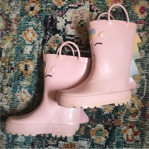 Pink Kids Unicorn Rain Boots, Toddler size 10